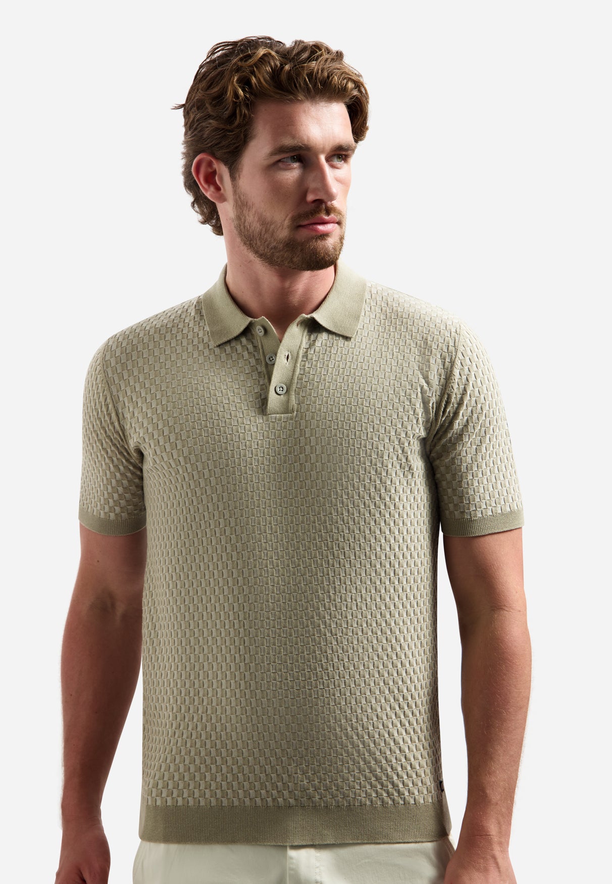 Short sleeve polo with buttons | Taupe
