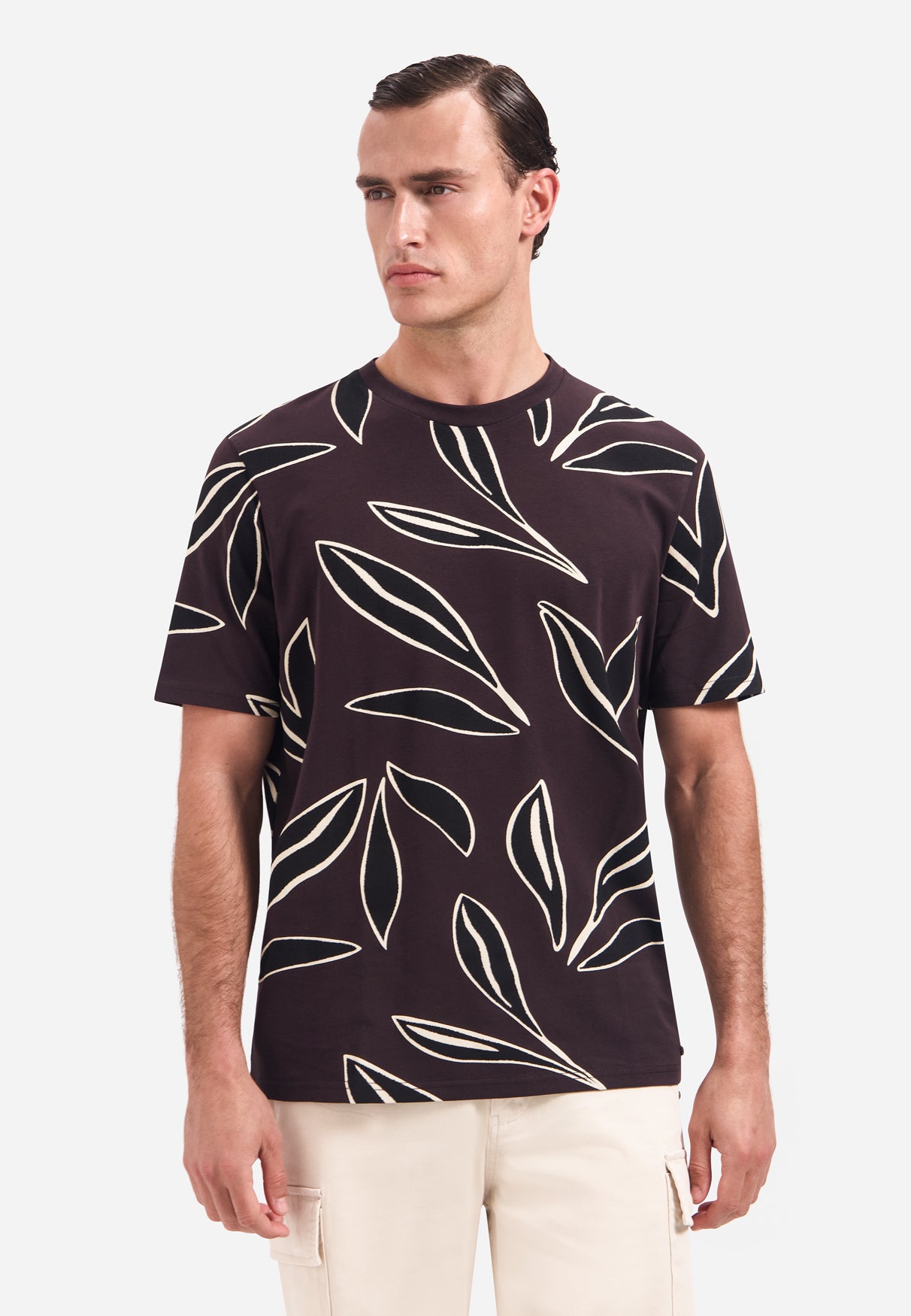 T-Shirt mit kurzen Ärmeln und Aufdruck | Dark Brown