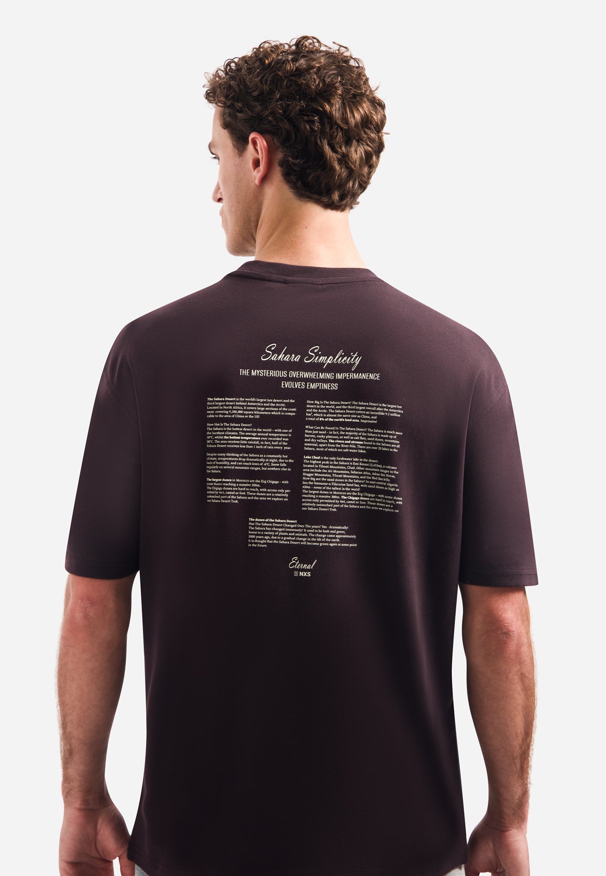 Kurzärmeliges T-Shirt mit Rundhalsausschnitt und Rückenprint | Dunkelbraun