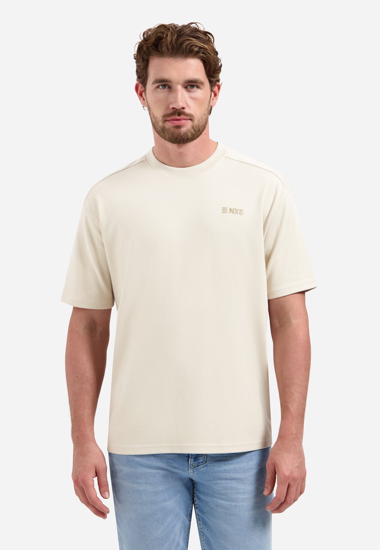 Gestreiftes T-Shirt mit Rundhalsausschnitt und kurzen Ärmeln | White