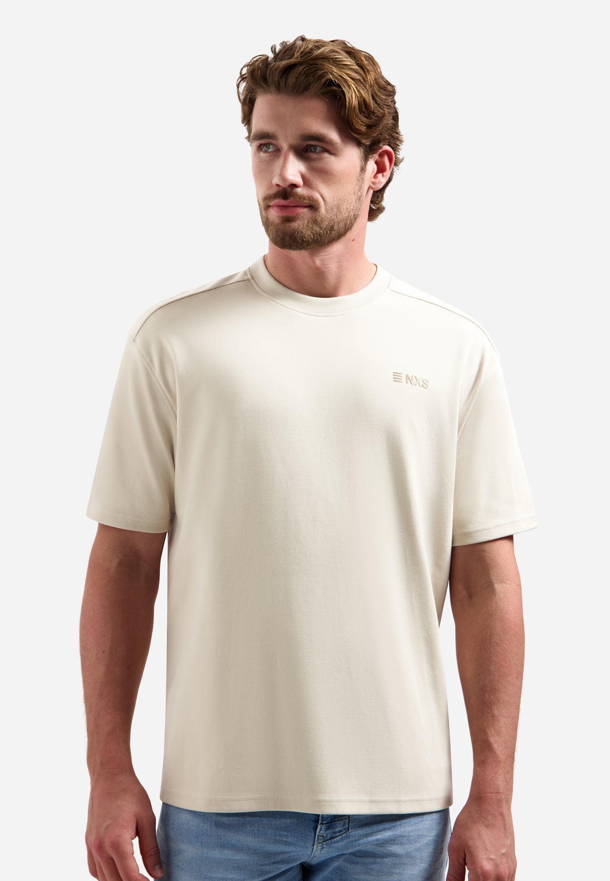 Gestreiftes T-Shirt mit Rundhalsausschnitt und kurzen Ärmeln | White