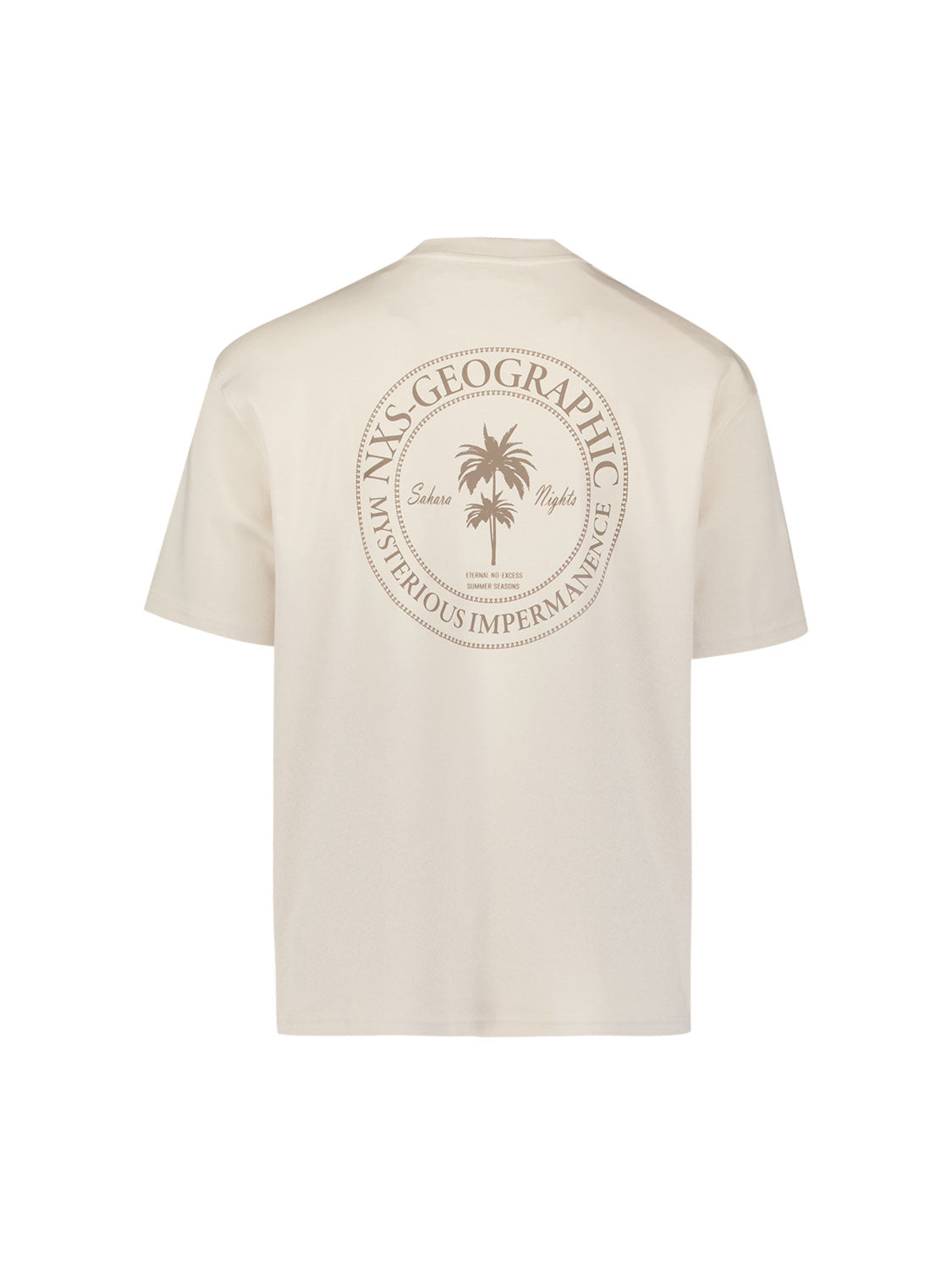 Kurzärmeliges T-Shirt mit Rundhalsausschnitt und Rückenaufdruck | Stone