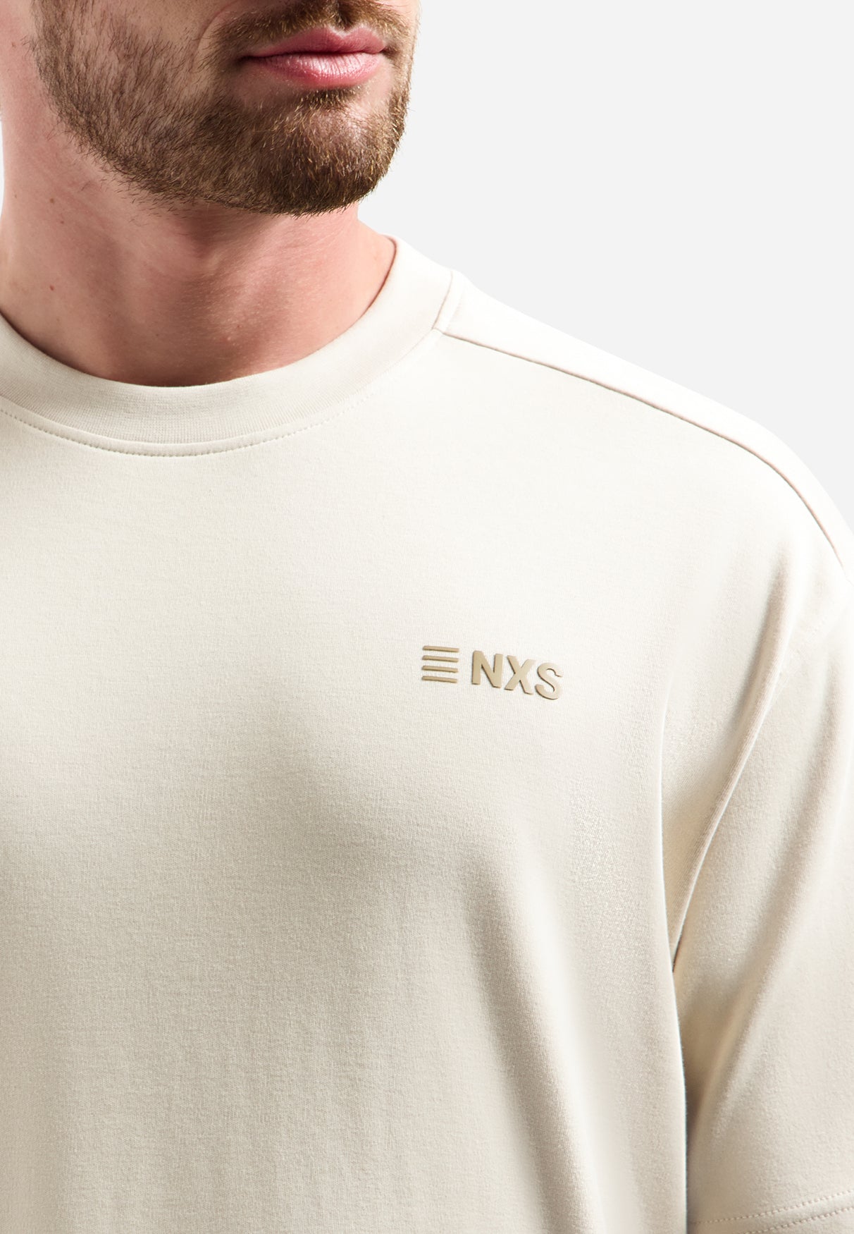 Kurzärmeliges T-Shirt mit Rundhalsausschnitt und Rückenaufdruck | Stone