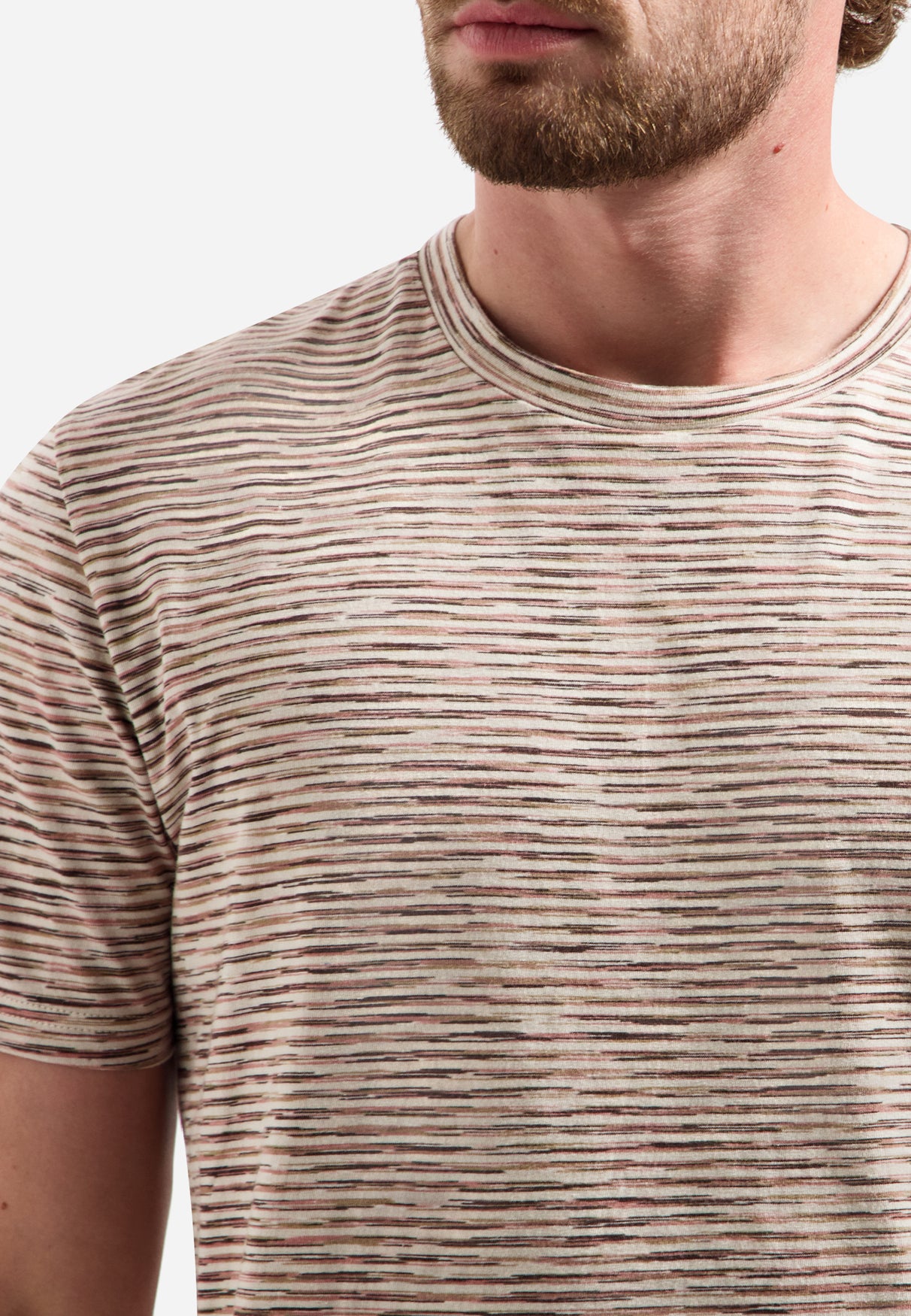 Gestreiftes T-Shirt mit Rundhalsausschnitt und kurzen Ärmeln | White