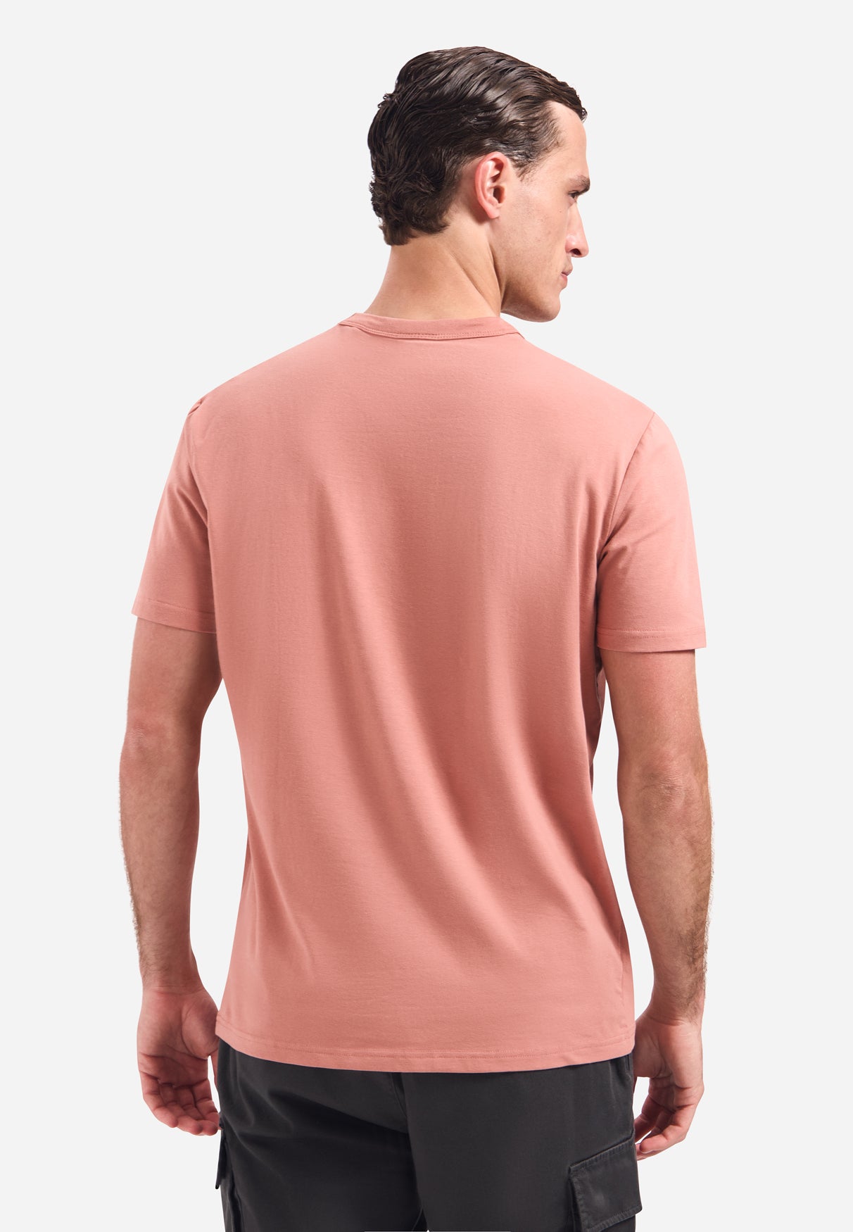 T-Shirt mit Rundhalsausschnitt und kurzen Ärmeln mit Aufdruck | Coral