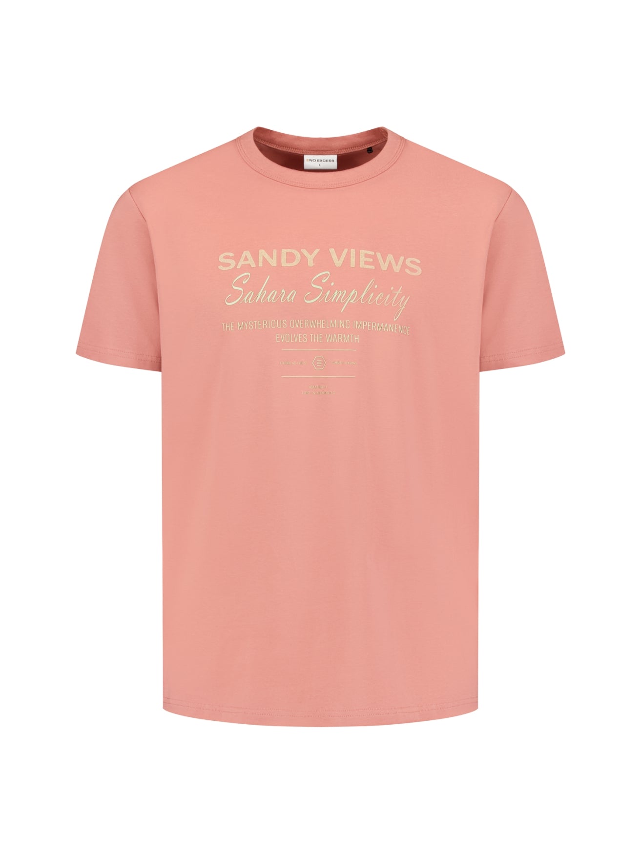 T-Shirt mit Rundhalsausschnitt und kurzen Ärmeln mit Aufdruck | Coral