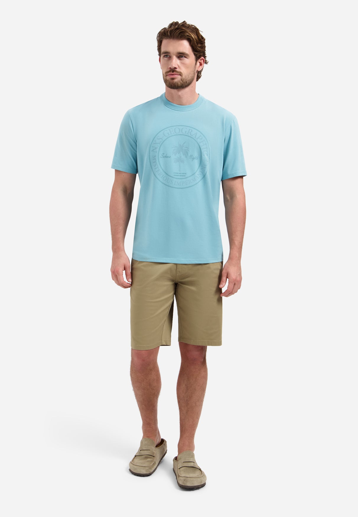 Gestreiftes T-Shirt mit Rundhalsausschnitt und kurzen Ärmeln | White