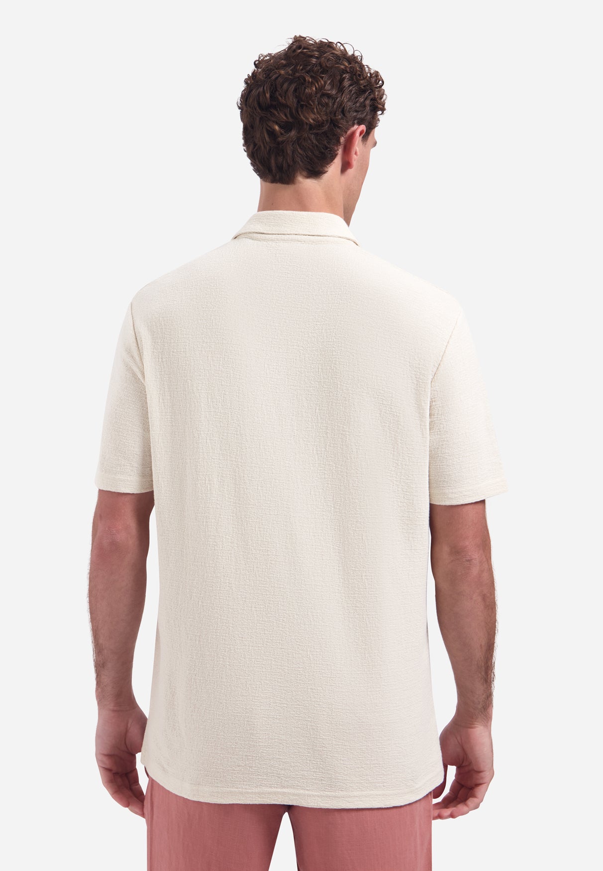 Short-sleeve V-neck polo with a zip-front | Stone