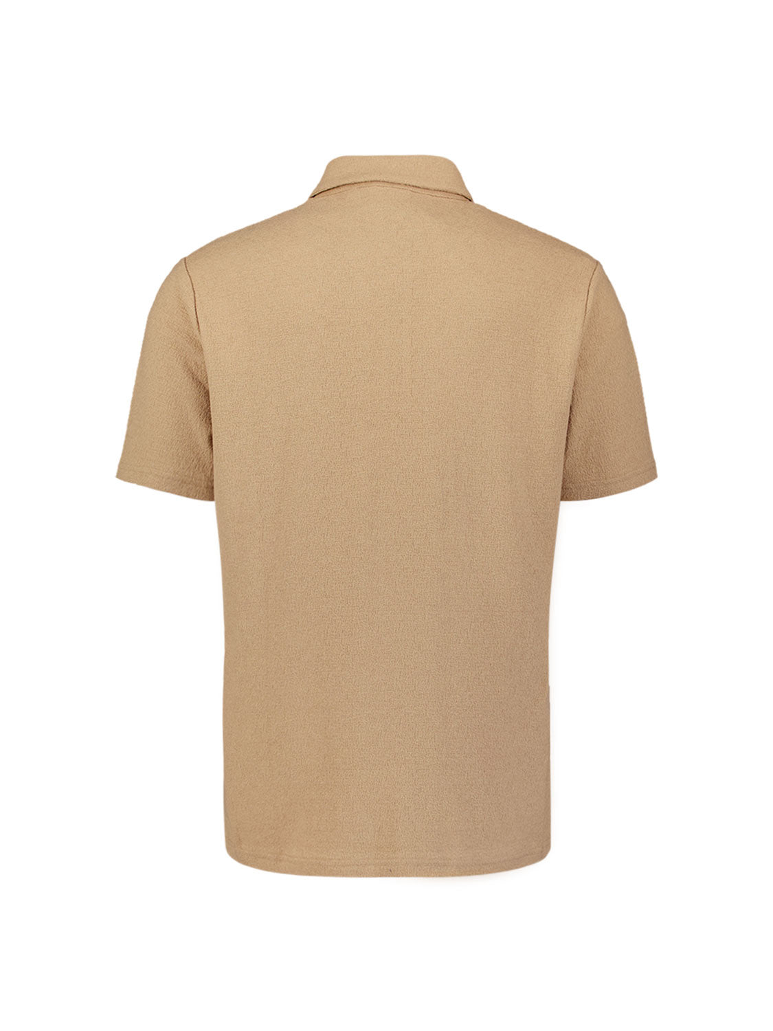 Short-sleeve V-neck polo with a zip-front | Sand