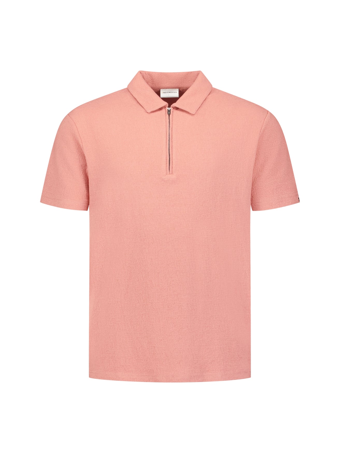 Short-sleeve V-neck polo with a zip-front | Coral