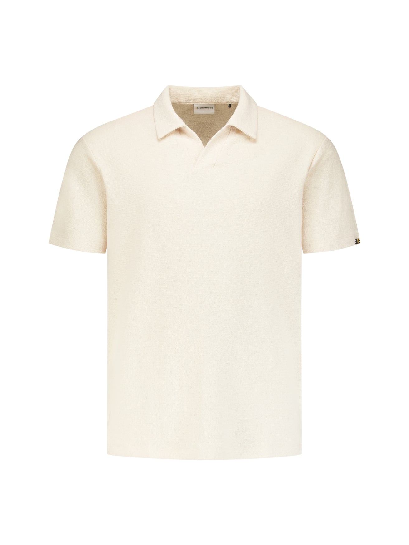 Short-sleeve textured V-neck polo | Stone