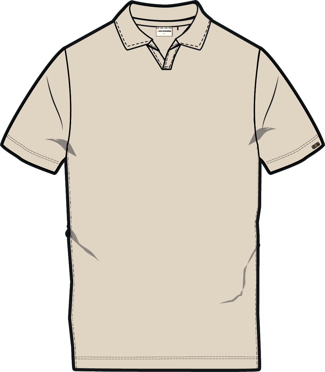 Short-sleeve textured V-neck polo | Stone