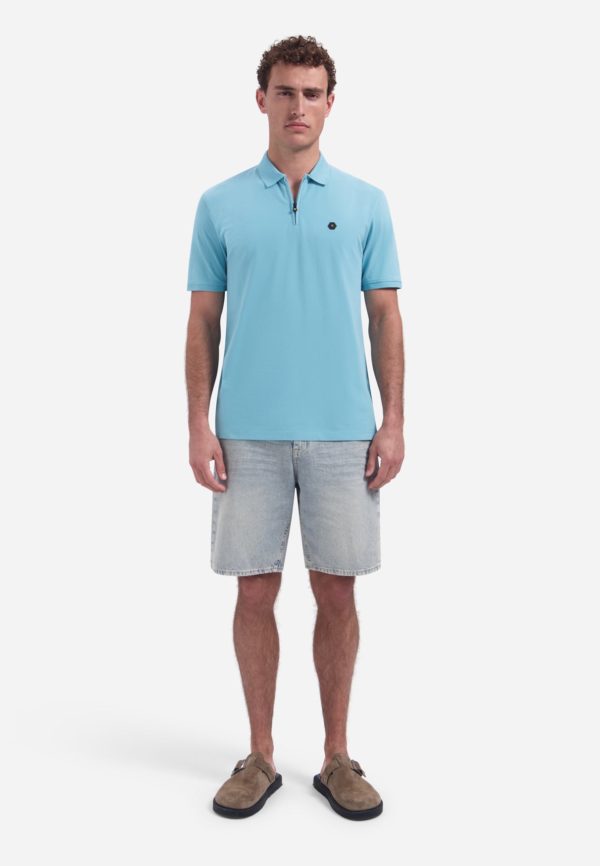 Short-sleeve half-zip polo | Seablue