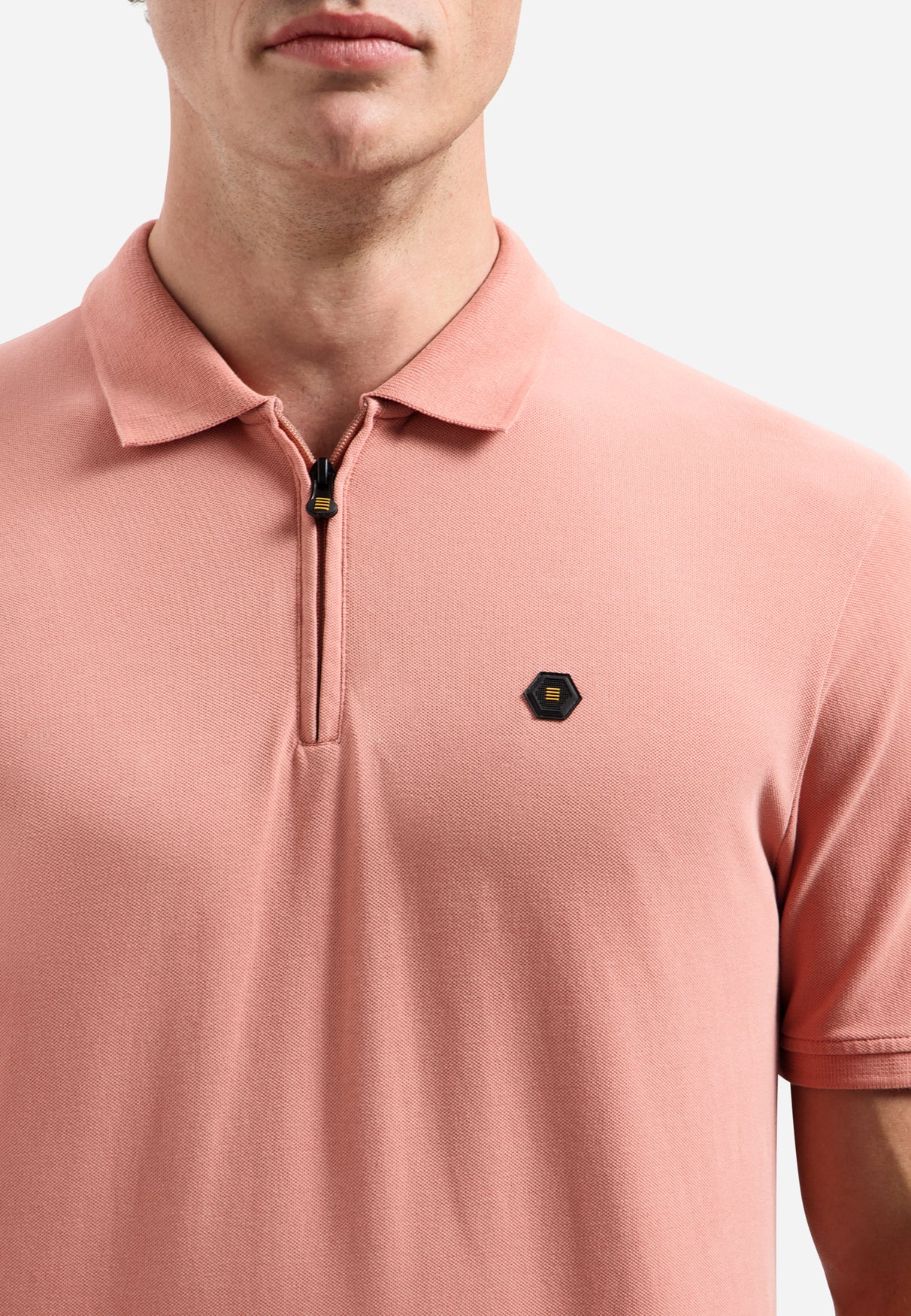 Short-sleeve half-zip polo | Coral