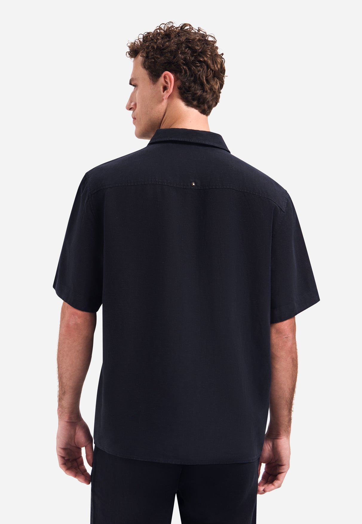 Short-sleeve linnen blend shirt | Night