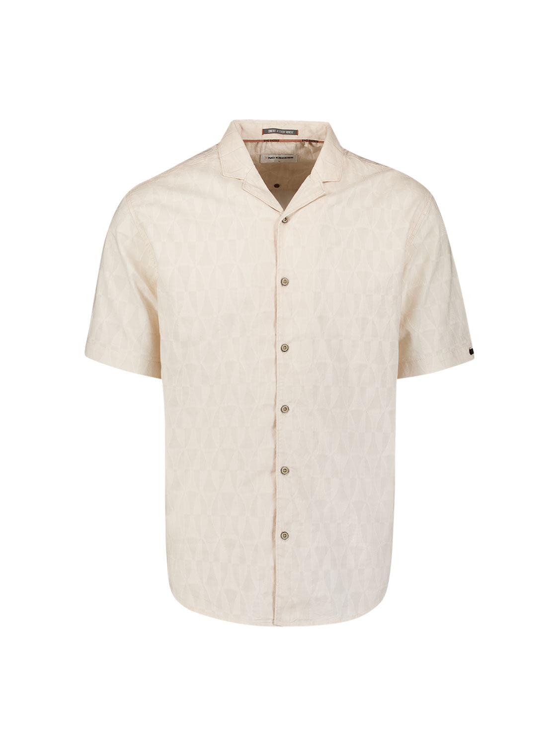Hemd mit kurzen Ärmeln und Jacquard-Print | Stone