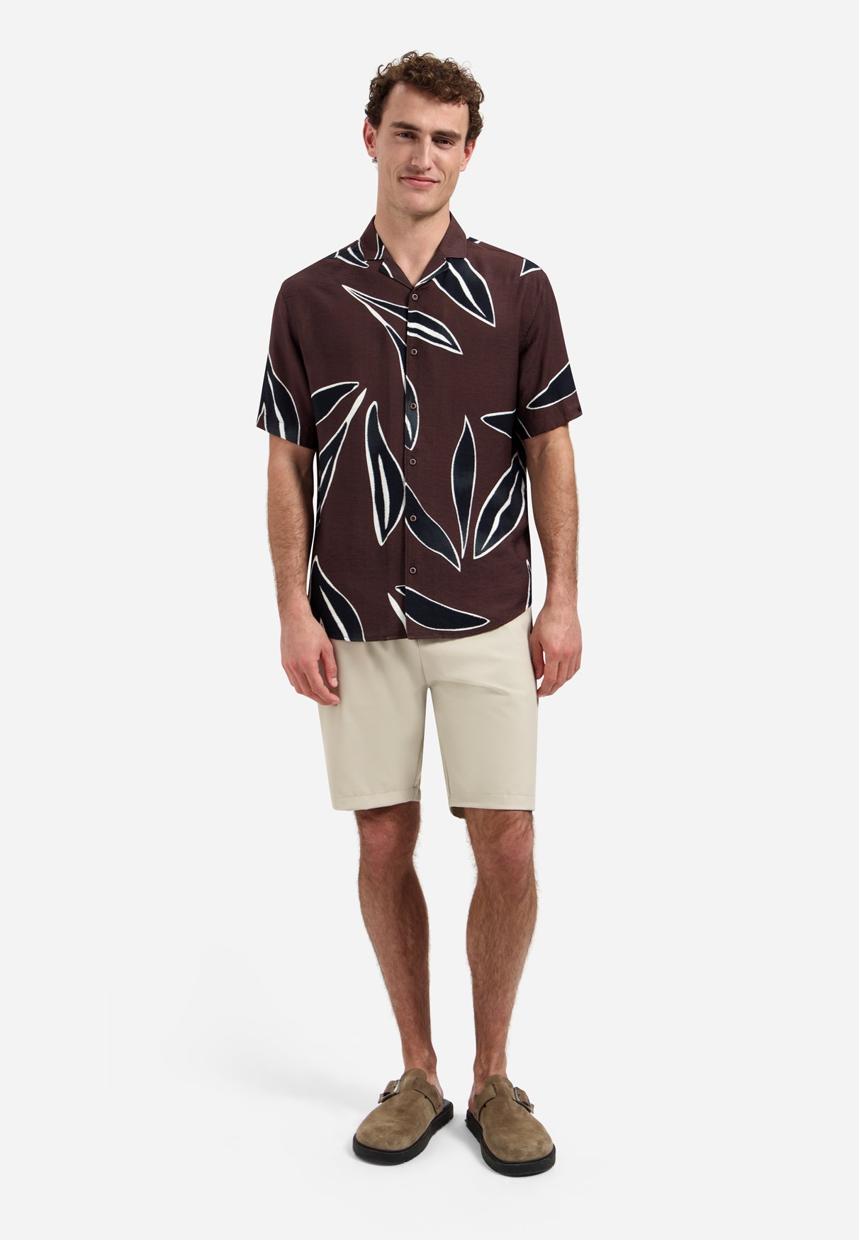 Hemd mit kurzen Ärmeln und auffälligem Muster | Dark Brown