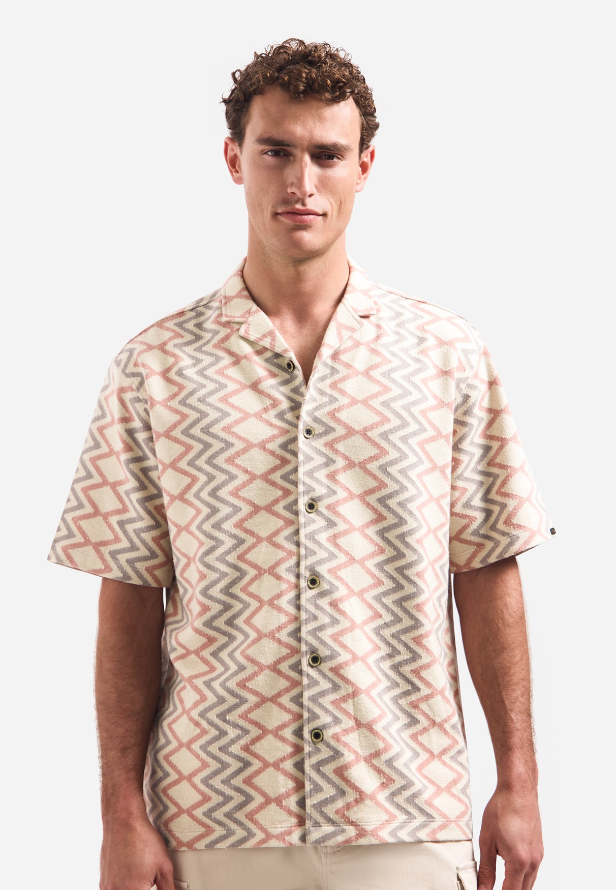Kurzarm-Shirt mit Zickzack-Druck | Coral
