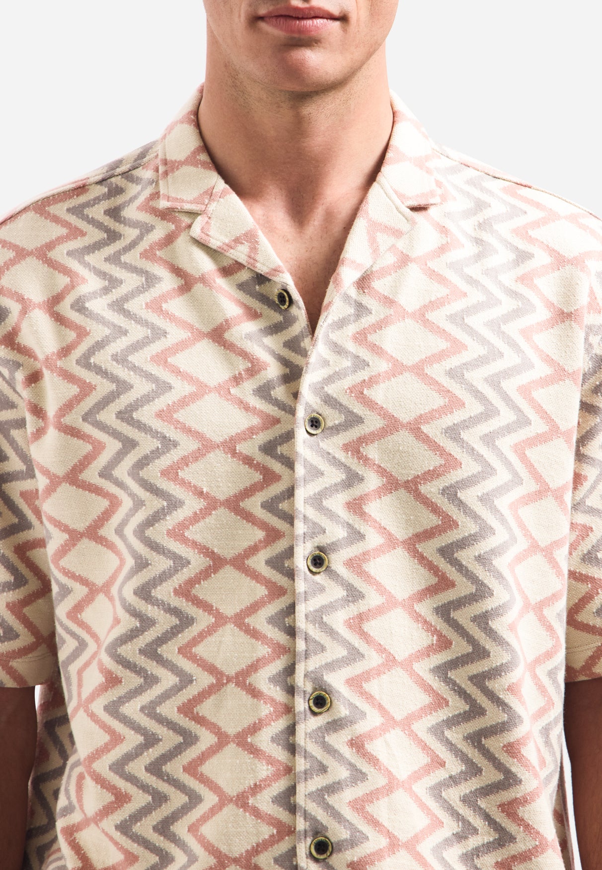 Kurzarm-Shirt mit Zickzack-Druck | Coral