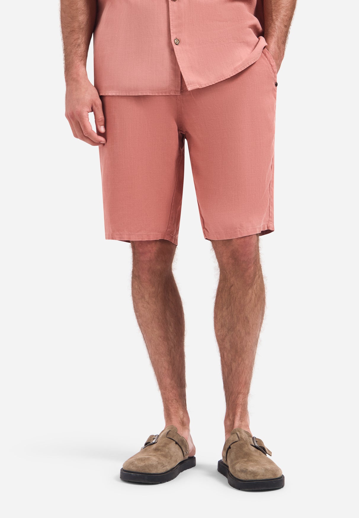 Chino shorts with drawstring | Coral