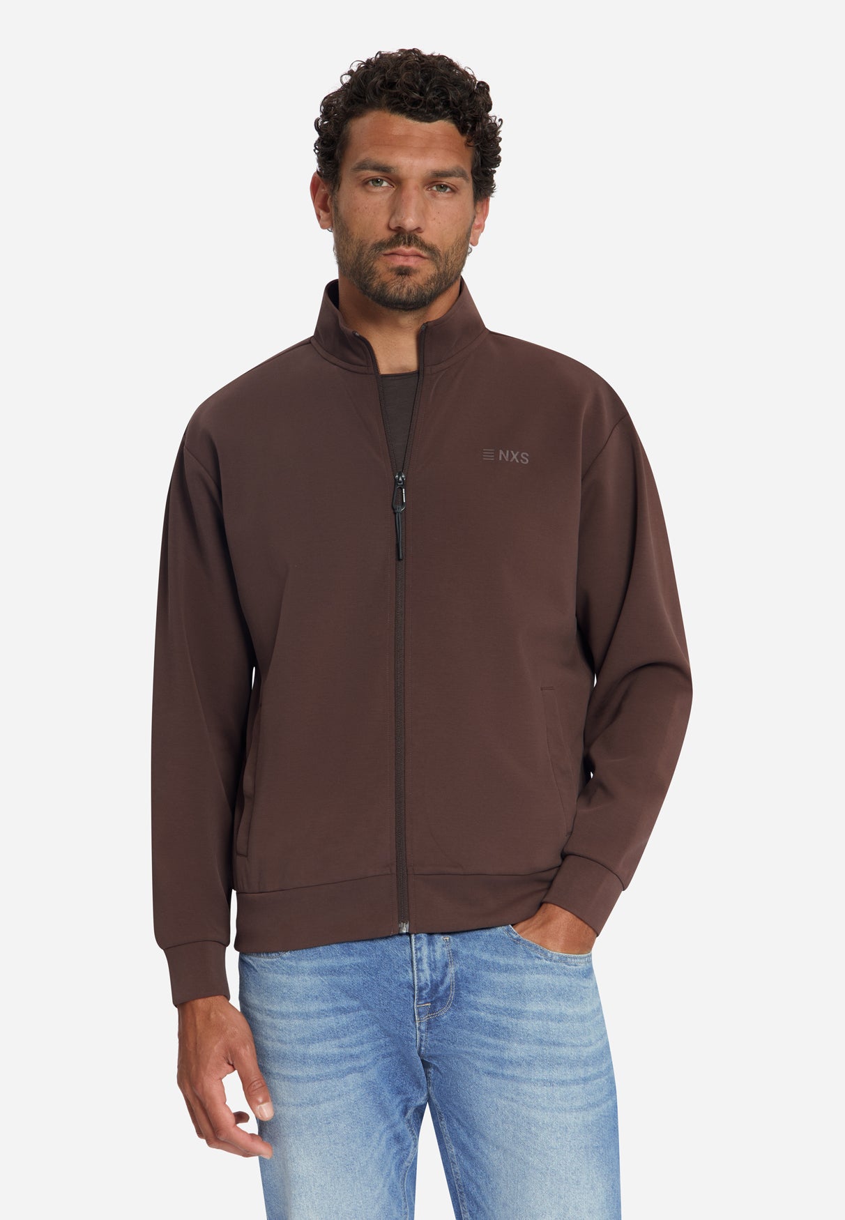 Sweatjacke mit Reißverschluss | Dark Brown