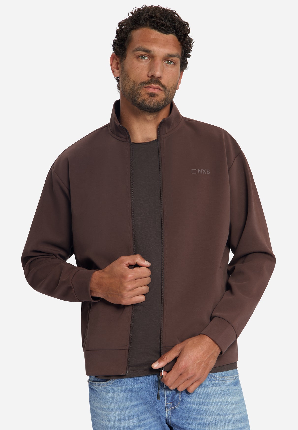 Sweatjacke mit Reißverschluss | Dark Brown