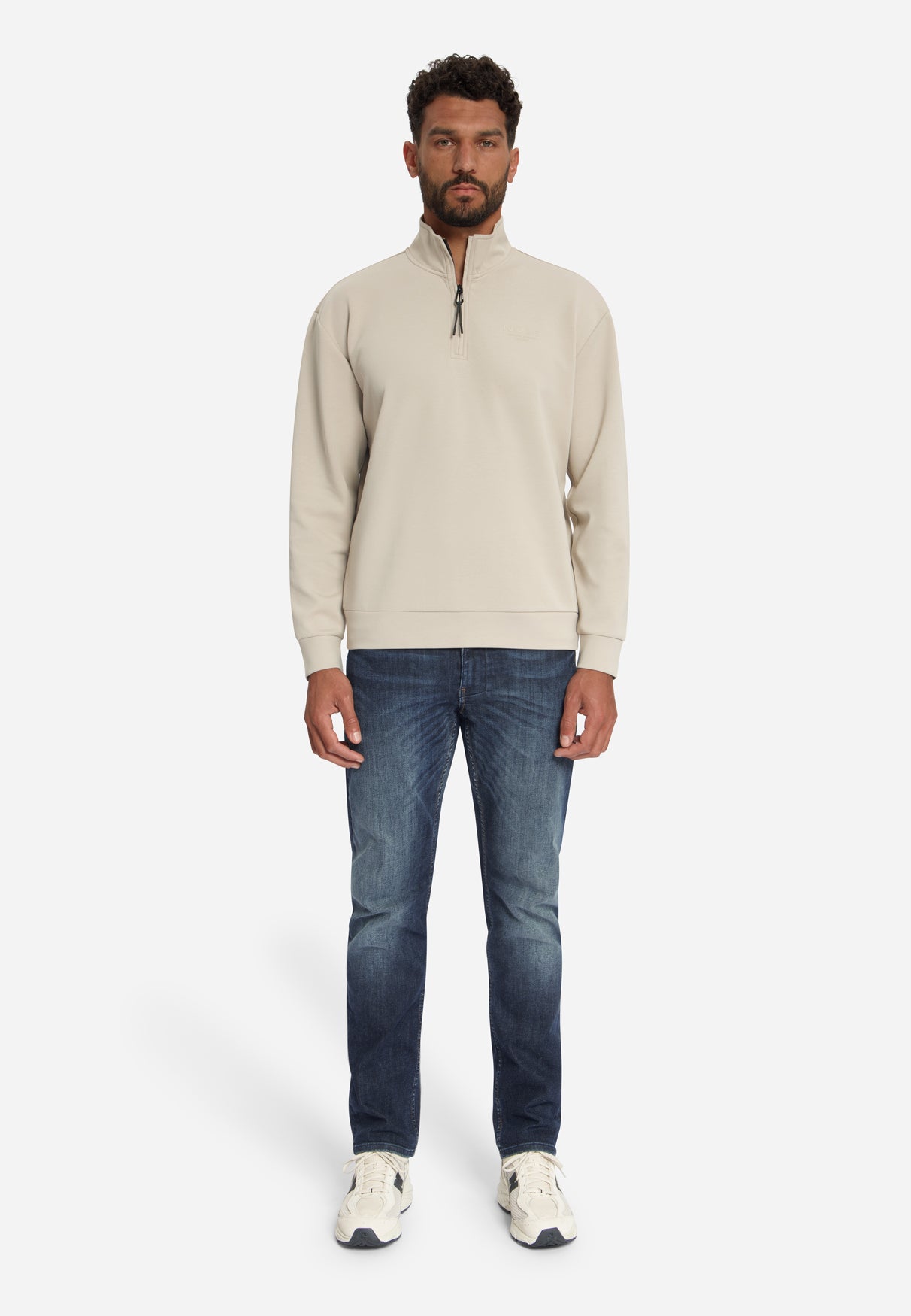 Sweatshirt mit Half-Zip | Cement