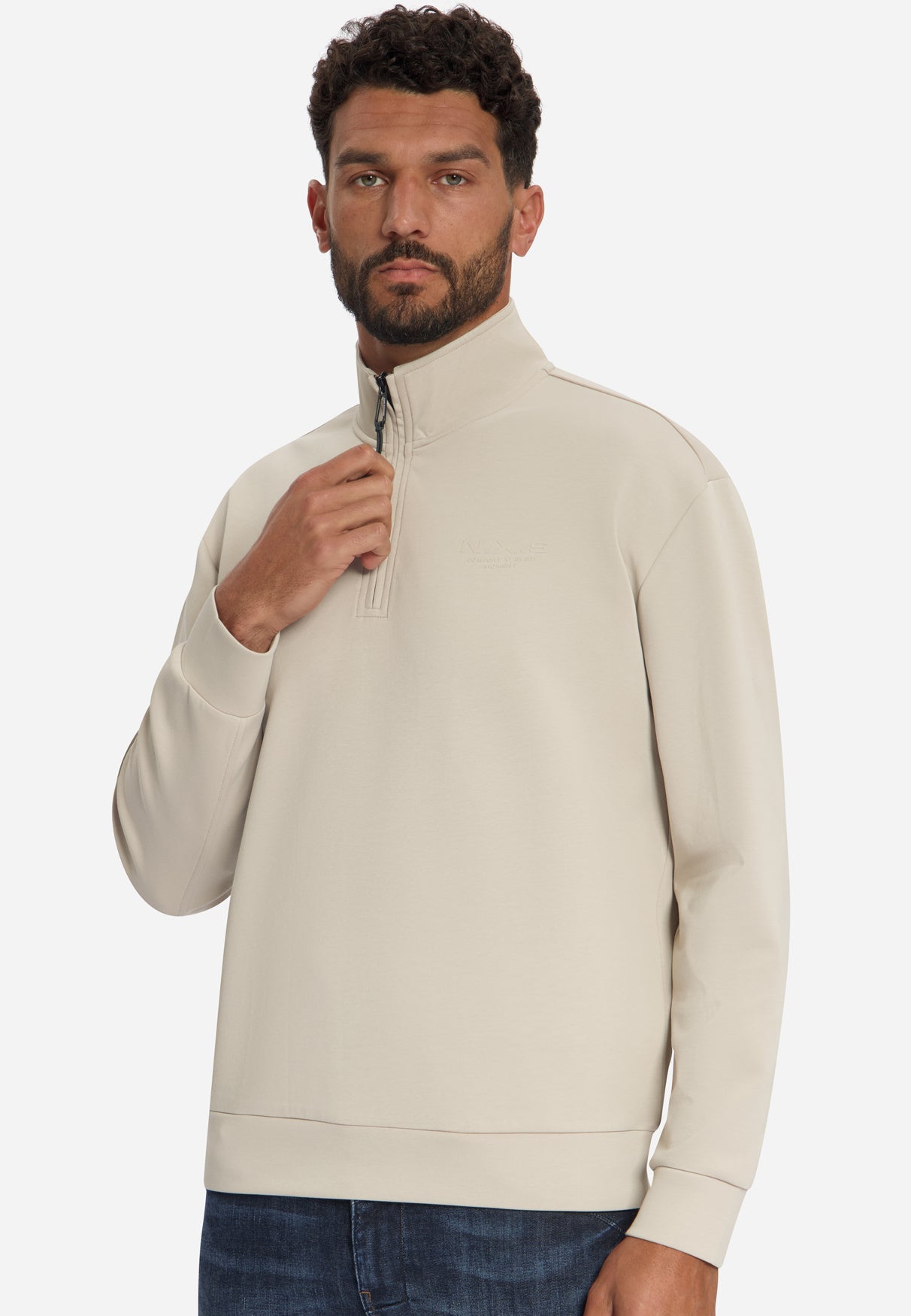 Sweatshirt mit Half-Zip | Cement