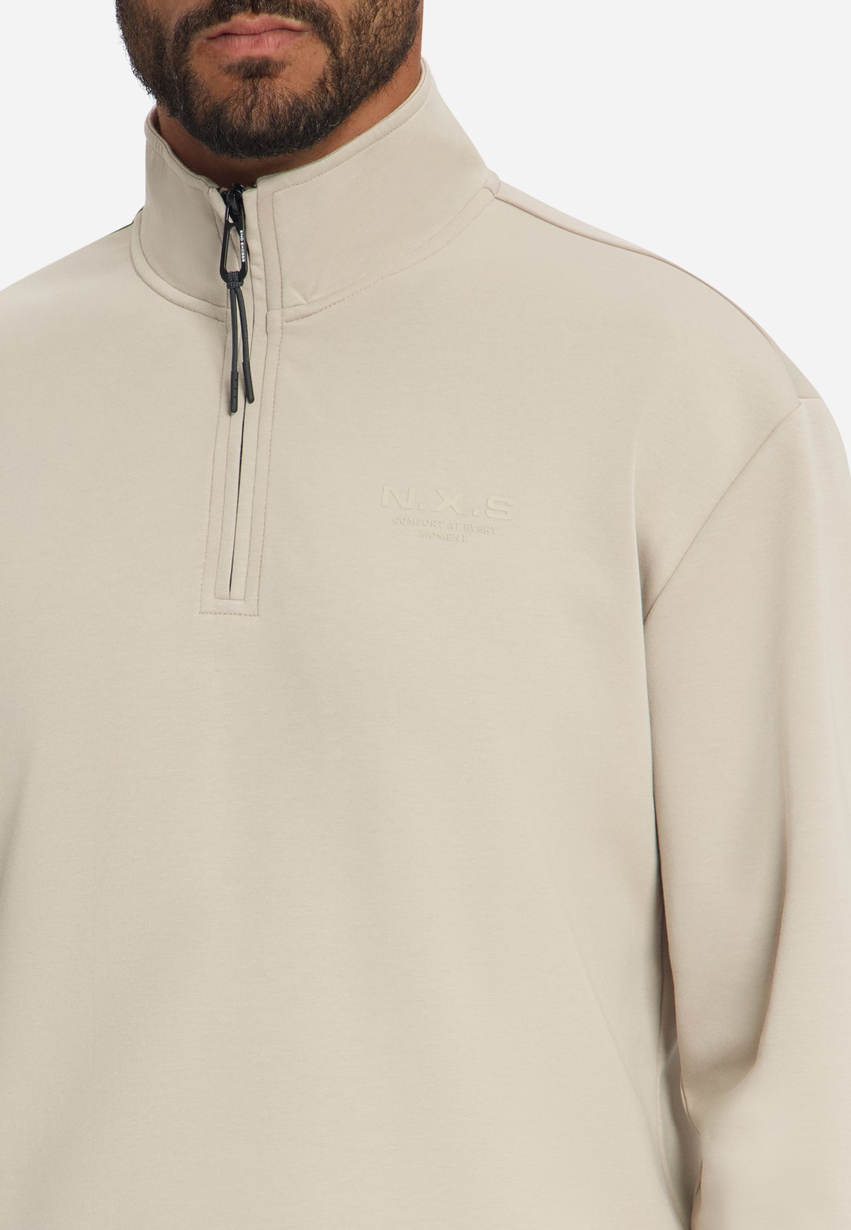 Sweatshirt mit Half-Zip | Cement