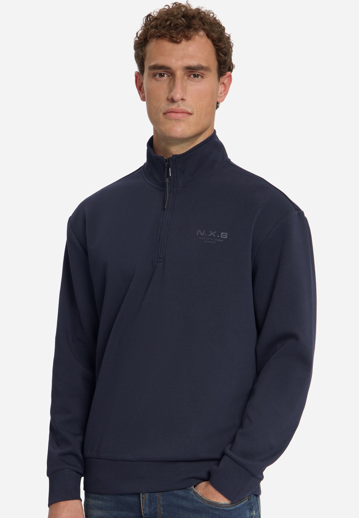 Sweatshirt mit Half-Zip | Dark Night