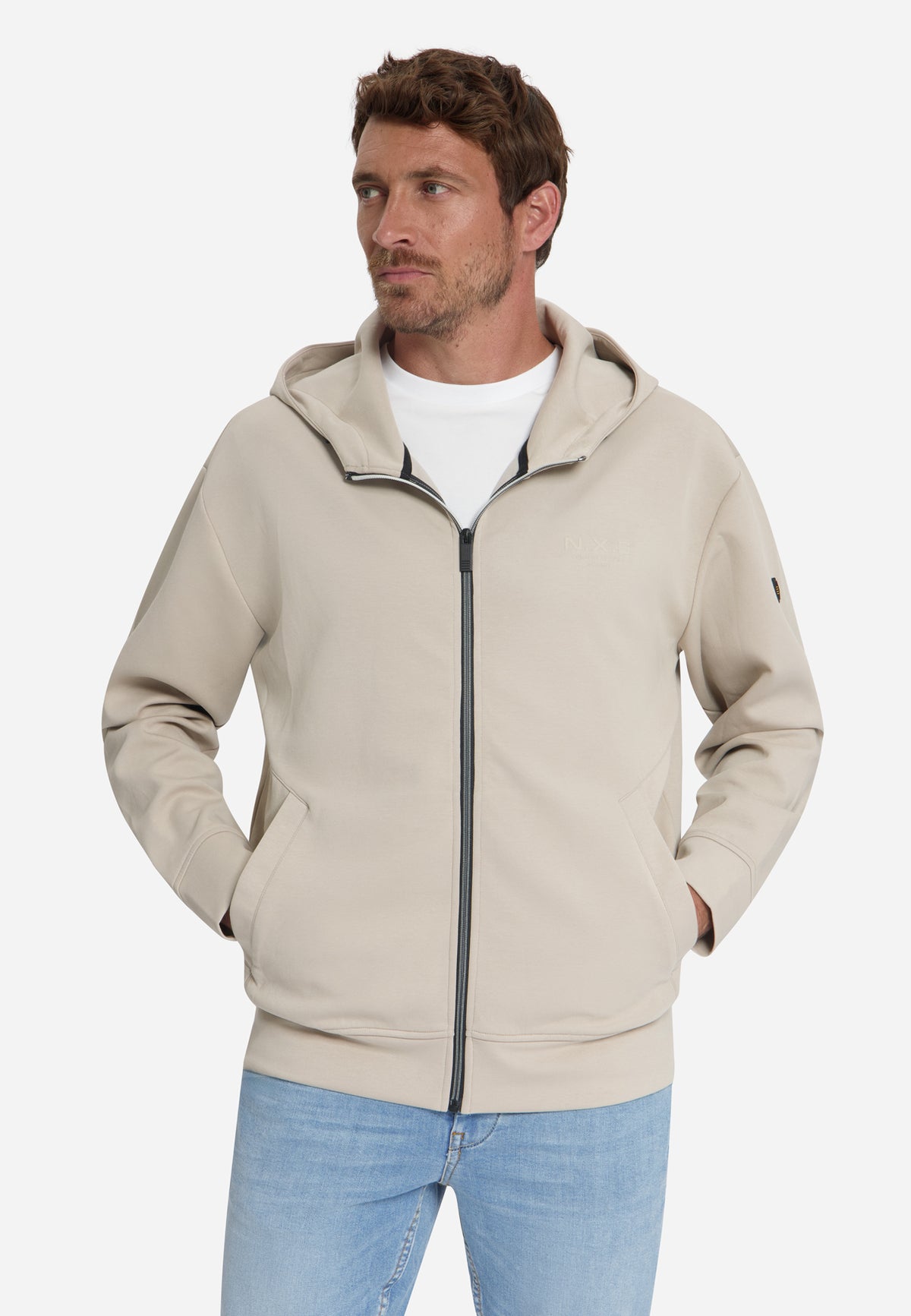 Hooded Zip-Up Sweater | Cement