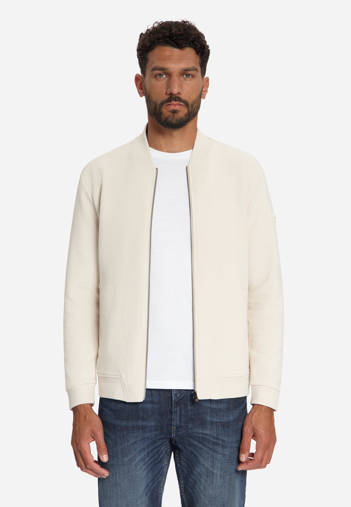 Textured Zip-Up Sweater | Stone