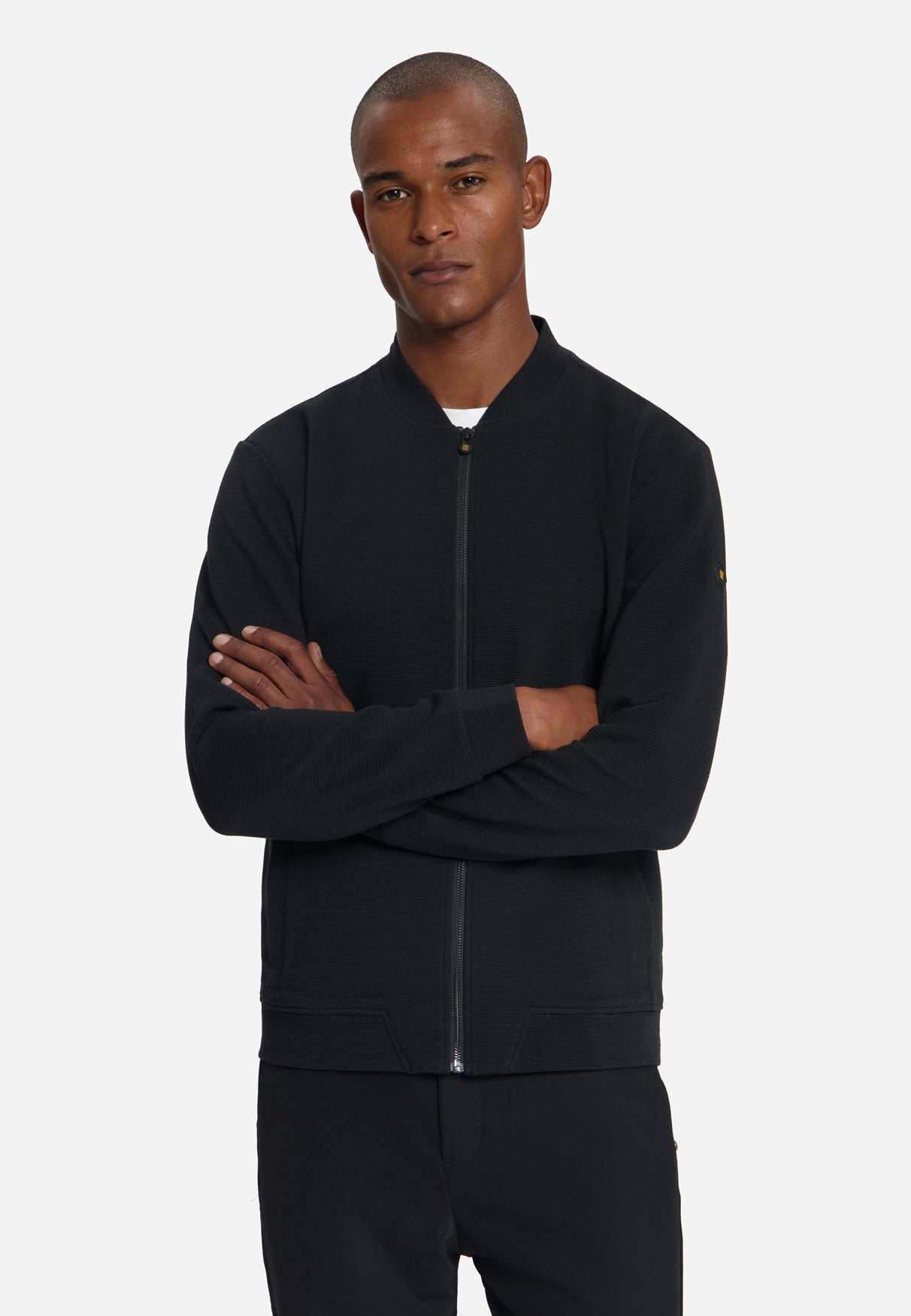Textured Zip-Up Sweater | Black