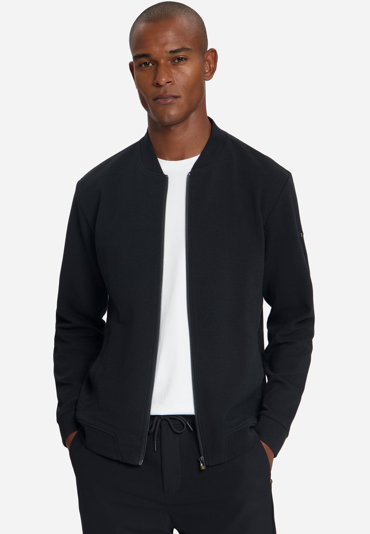 Strukturierter Pullover mit Reißverschluss | Black
