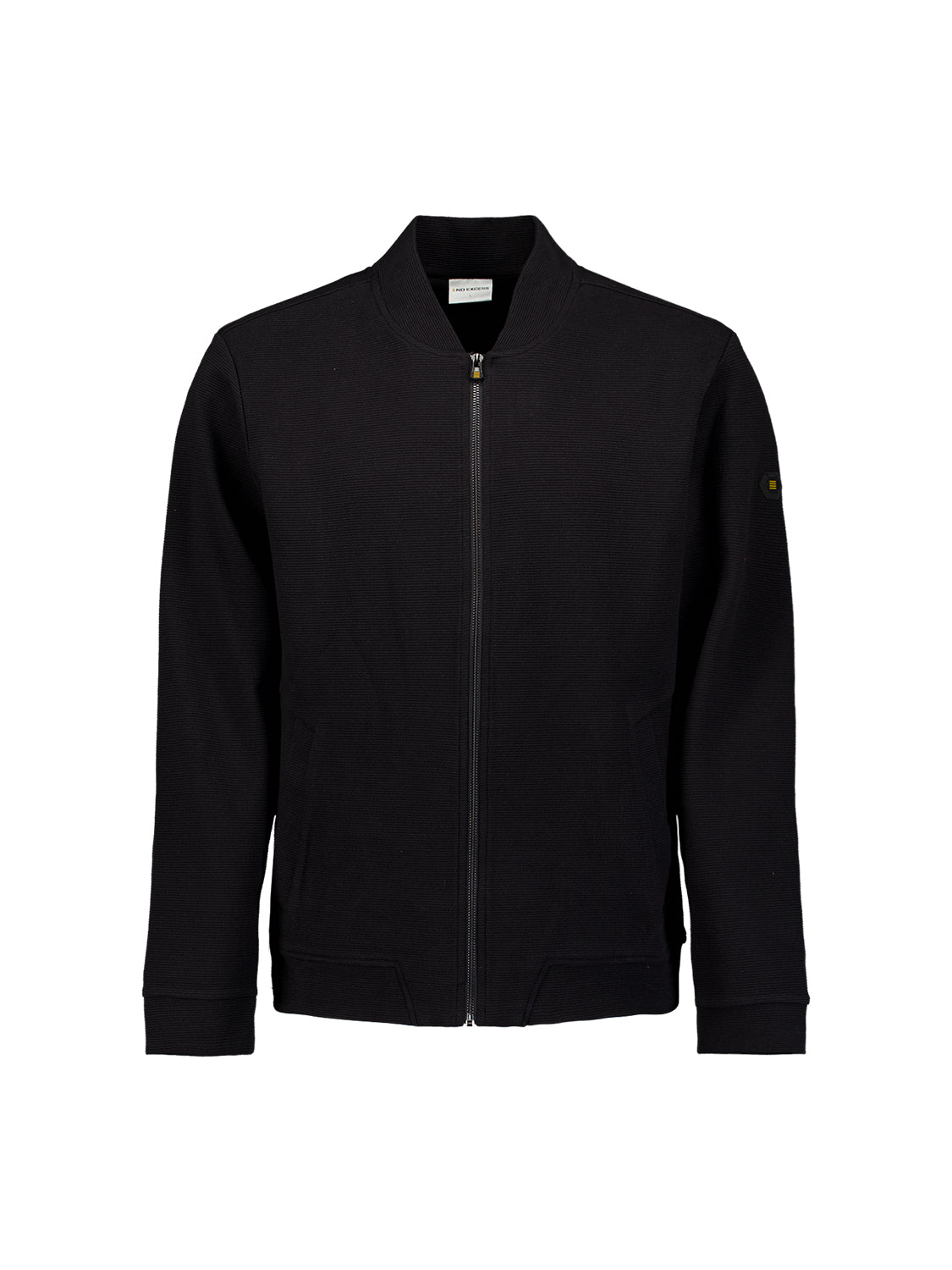 Strukturierter Pullover mit Reißverschluss | Black