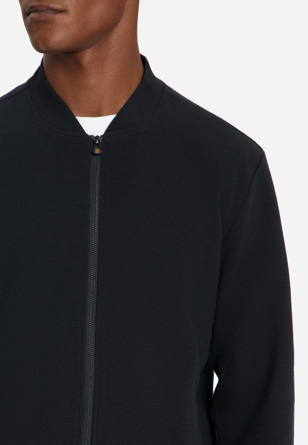 Strukturierter Pullover mit Reißverschluss | Black