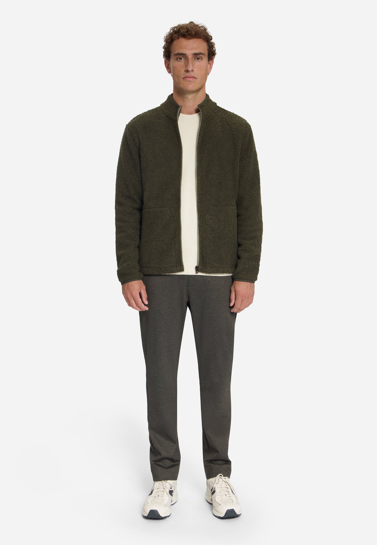 Teddy-Sweater mit Reißverschluss | Moss