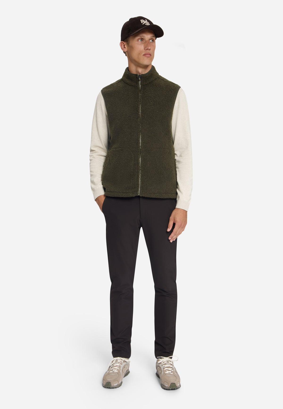 Teddy Zip-Up Vest | Moss