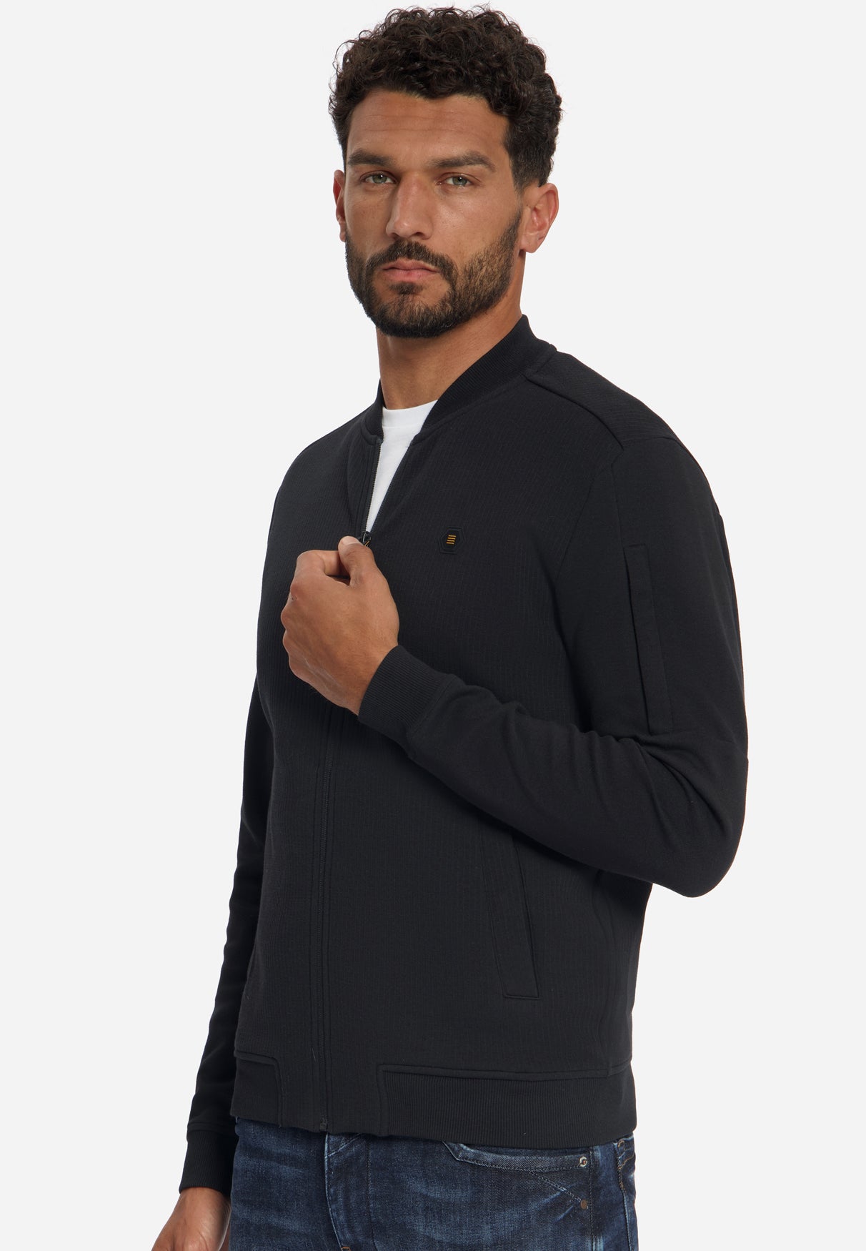 Jacquard Bomber Sweater | Black