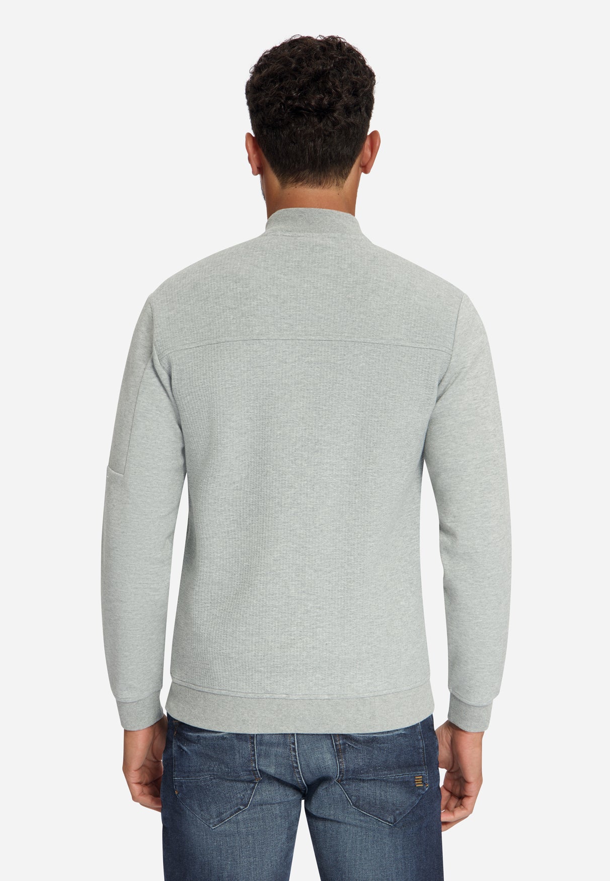 Jacquard-Bomber-Sweater | Grey Melange