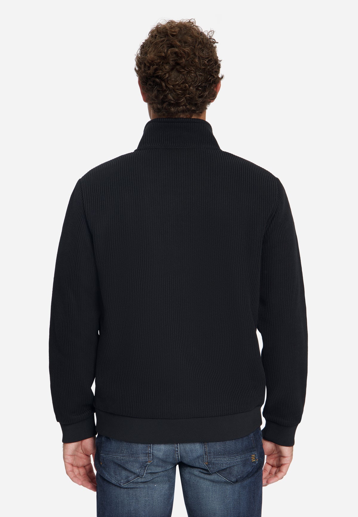 Gerippter Sweater mit Reißverschluss | Black
