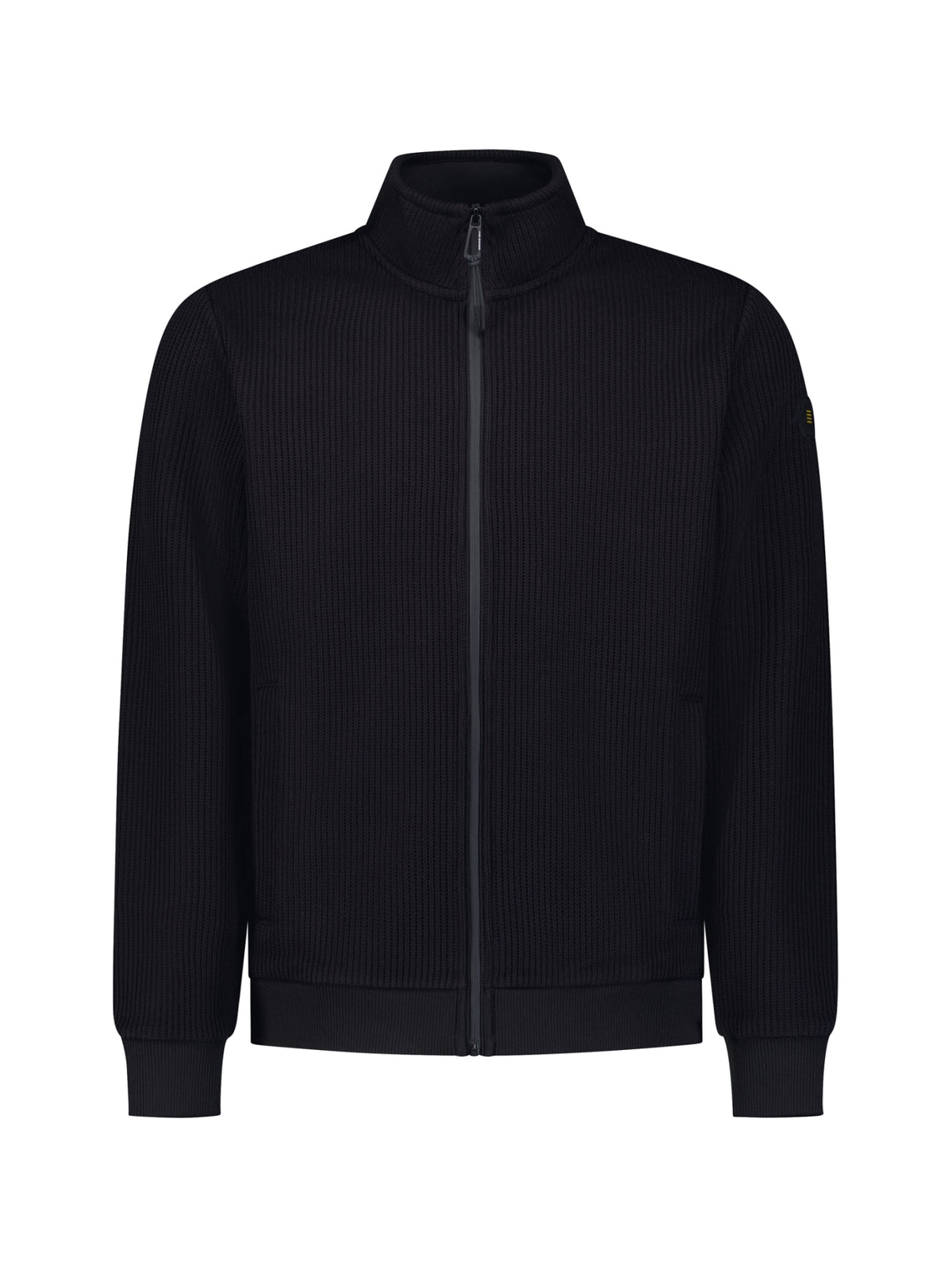 Gerippter Sweater mit Reißverschluss | Black