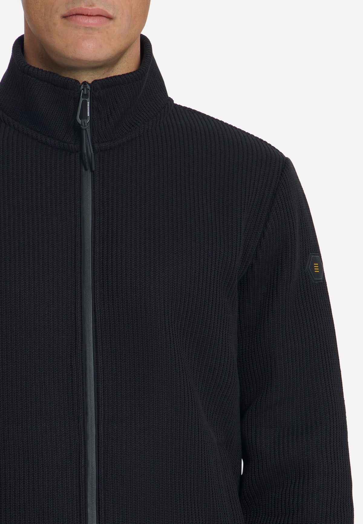 Gerippter Sweater mit Reißverschluss | Black