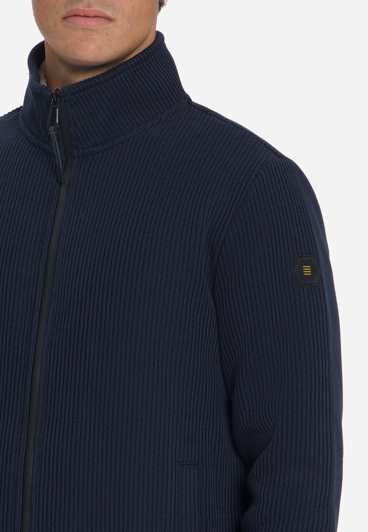 Gerippter Sweater mit Reißverschluss | Dark Night