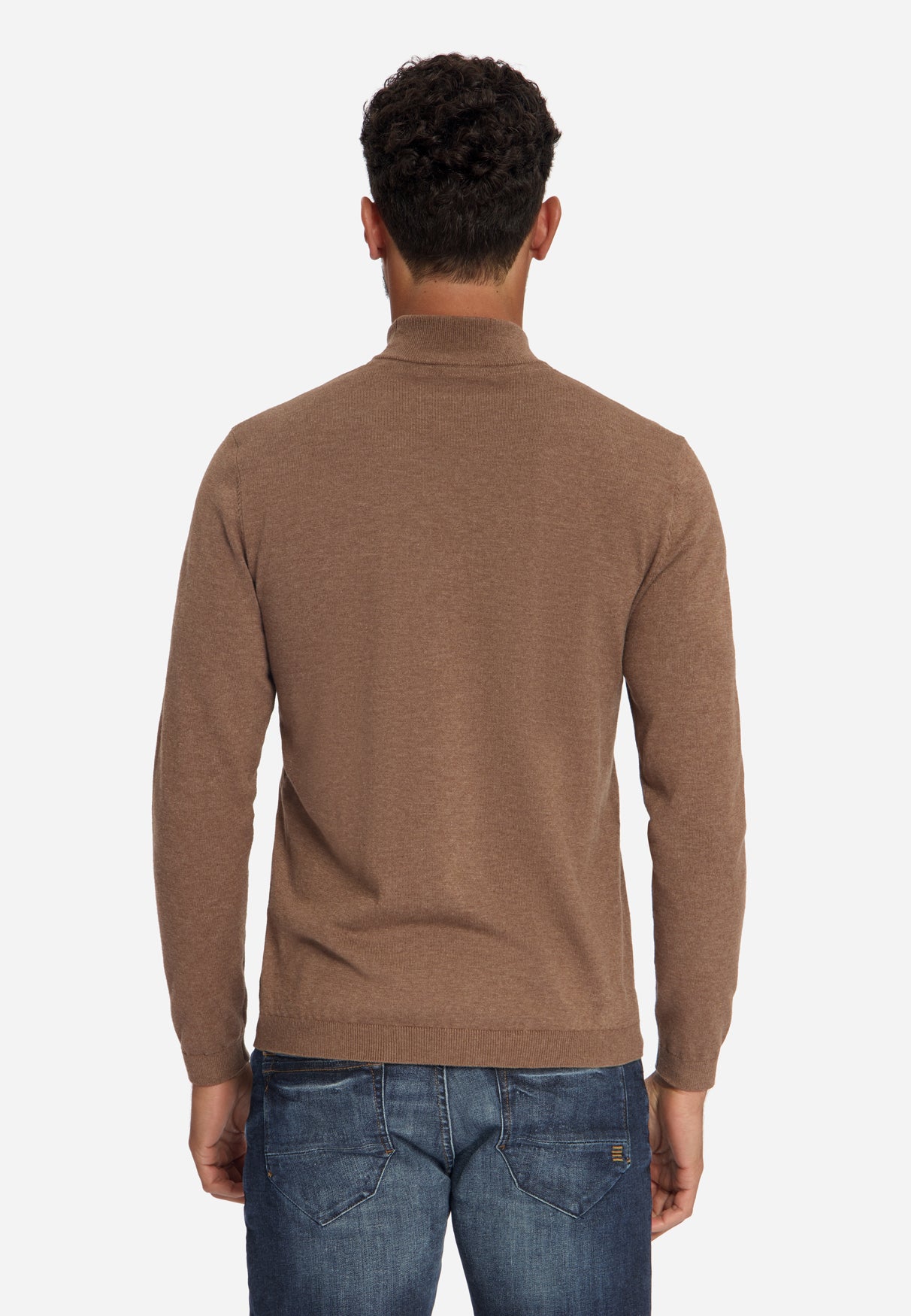 Feinstrick-Rollkragenpullover | Hellbraun