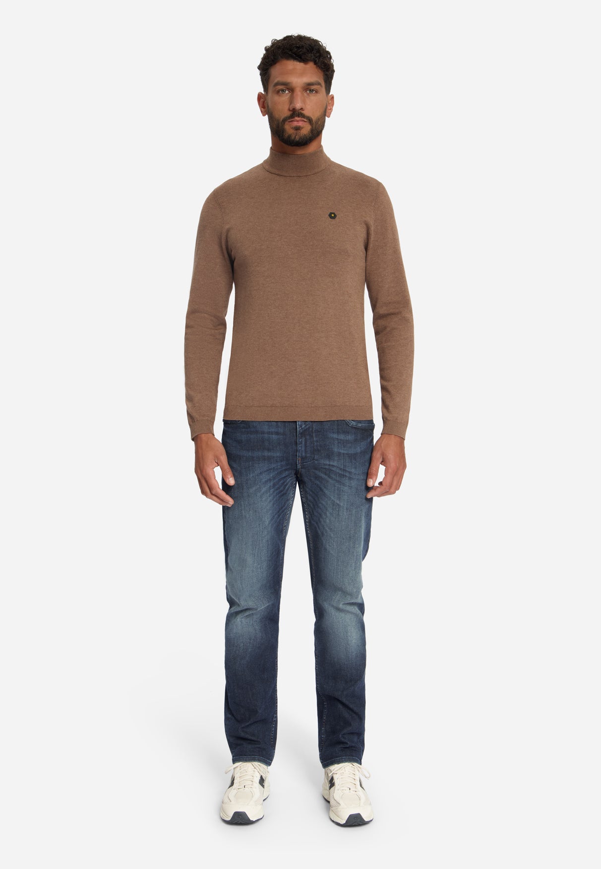 Feinstrick-Rollkragenpullover | Hellbraun