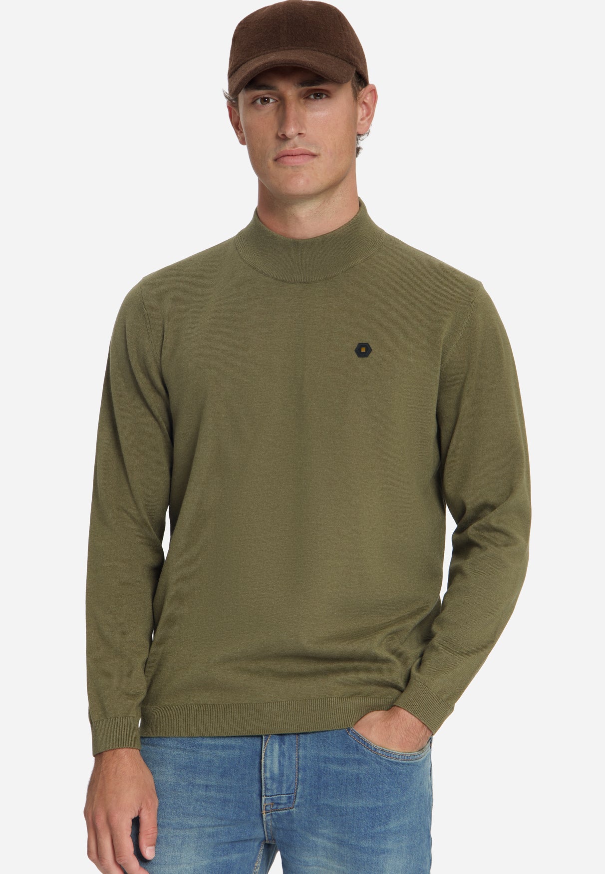 Fine Knit Turtleneck Jumper | Moss
