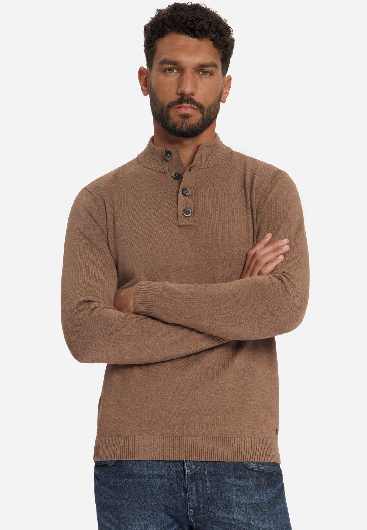 Pullover mit Knopfleiste | Hellbraun