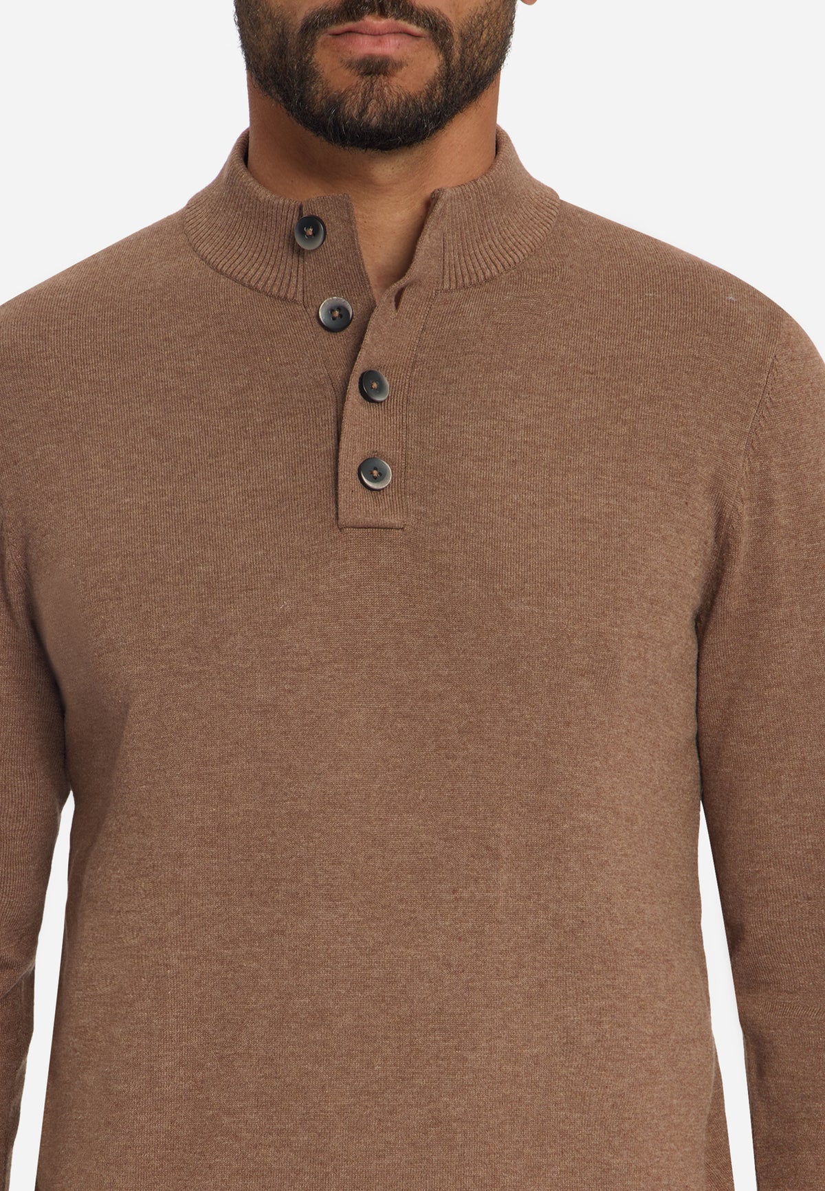 Pullover mit Knopfleiste | Hellbraun