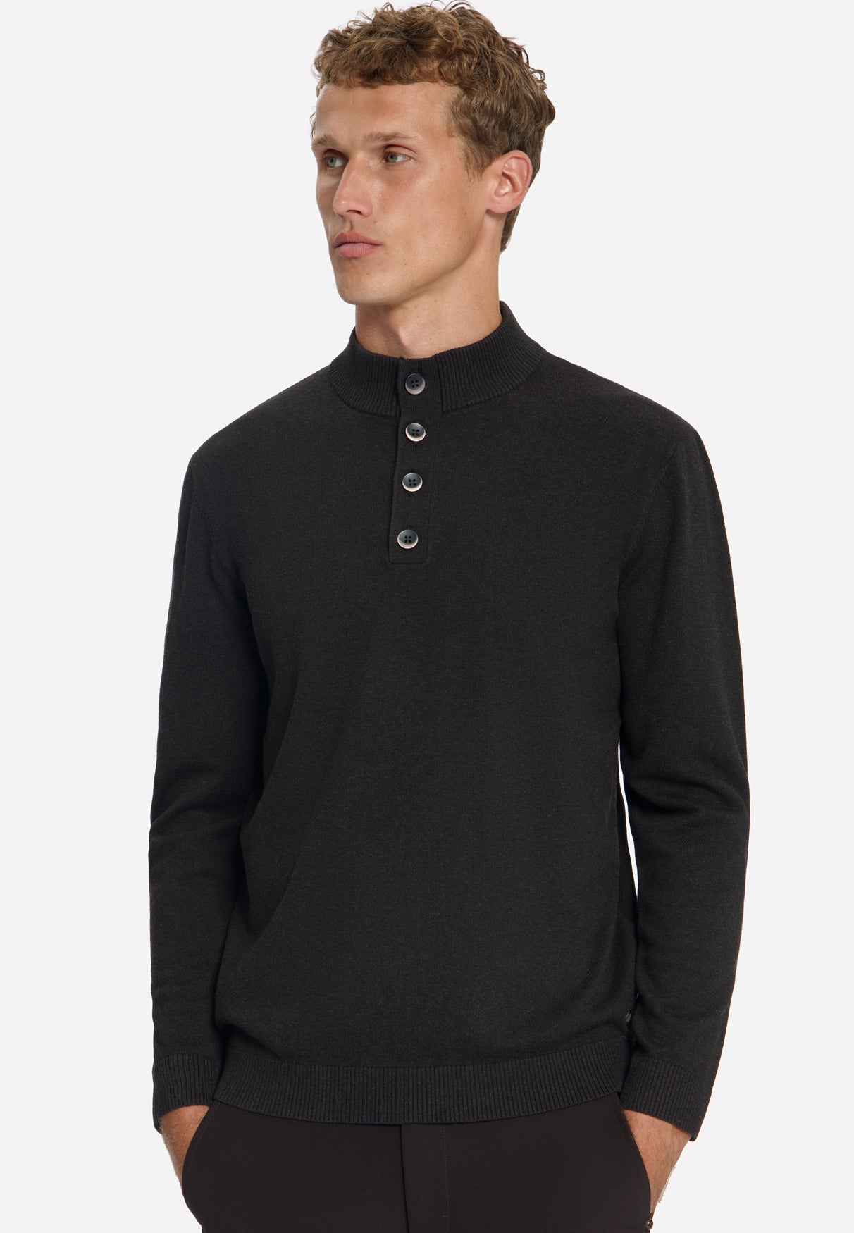 Pullover mit Knopfleiste | Dunkelbraun